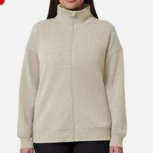 Mondetta Women's Beige Fleece Turtleneck Sweater